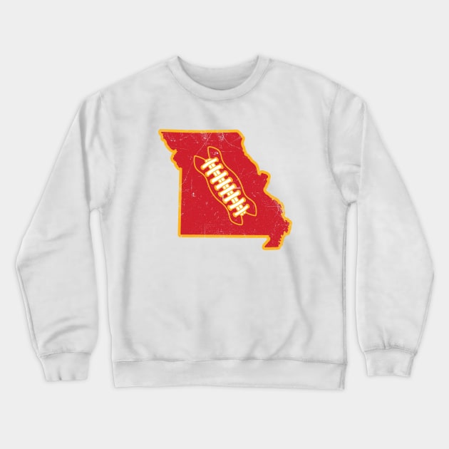 KC Missouri Retro Football - White Crewneck Sweatshirt by KFig21